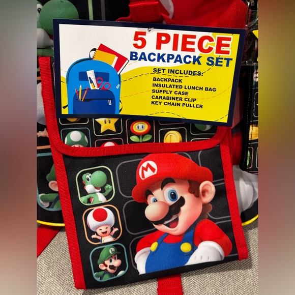 Super Mario 5 Piece Backpack / Book-bag Set - Picture 4 of 15
